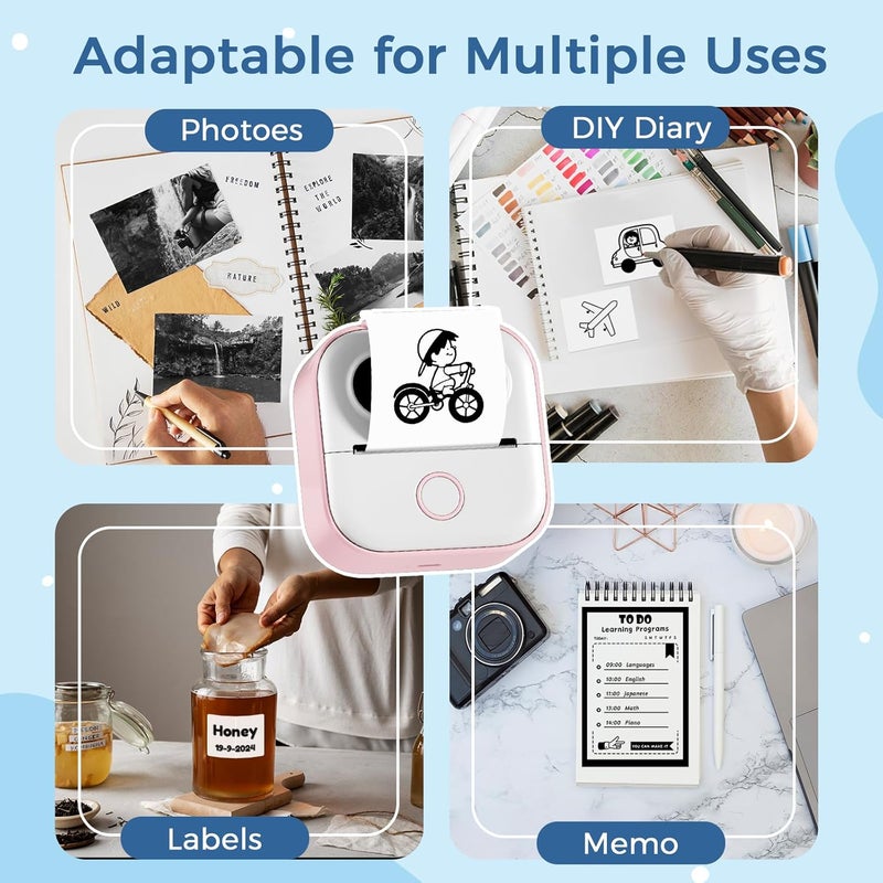 Ponek White Mini Printer Paper, Compatible with Sticker Maker Y02C/T02/M02X/M02L/Q02, 53mm x 6.5m Thermal Non-Sticky Paper for 10 Years, Thermal Printer Paper Suitable for Journal, Photo, Notes - Image 5